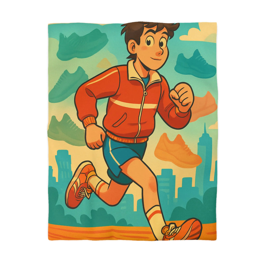 Housse de couette dynamique pour enfant avec athlète et nuancé de chaussures colorées