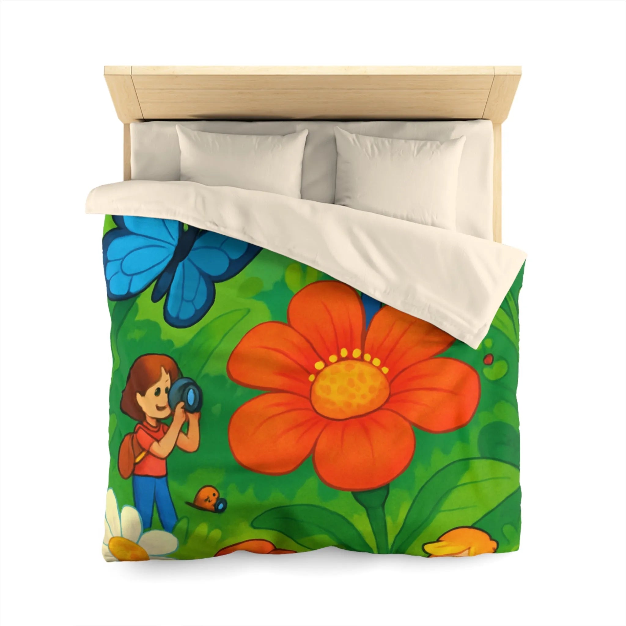 Housse de couette aux motifs colorés d'explorateurs photographes et nature en plein été