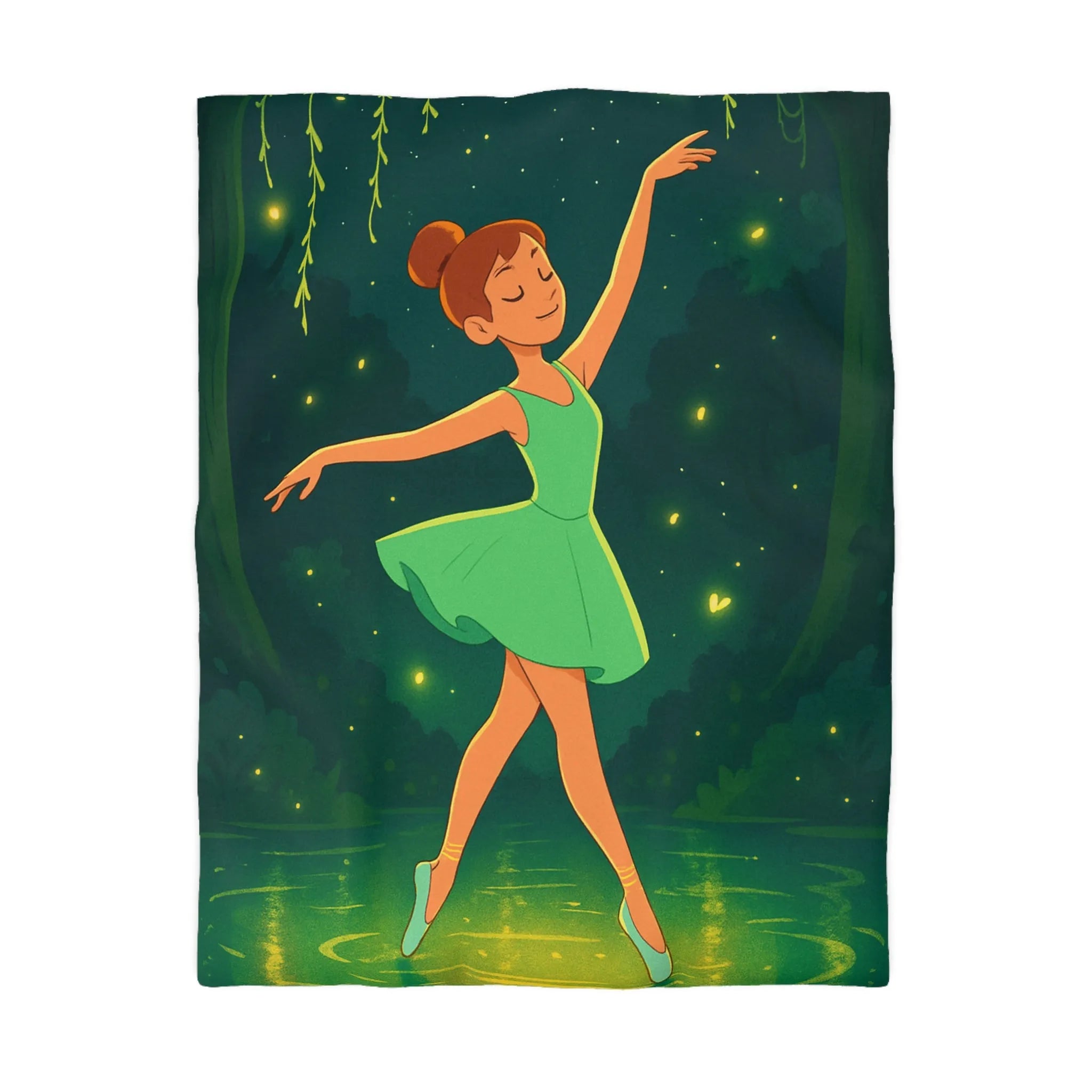 Housse de couette danseuse élégante forêt magique avec lucioles féeriques illuminées