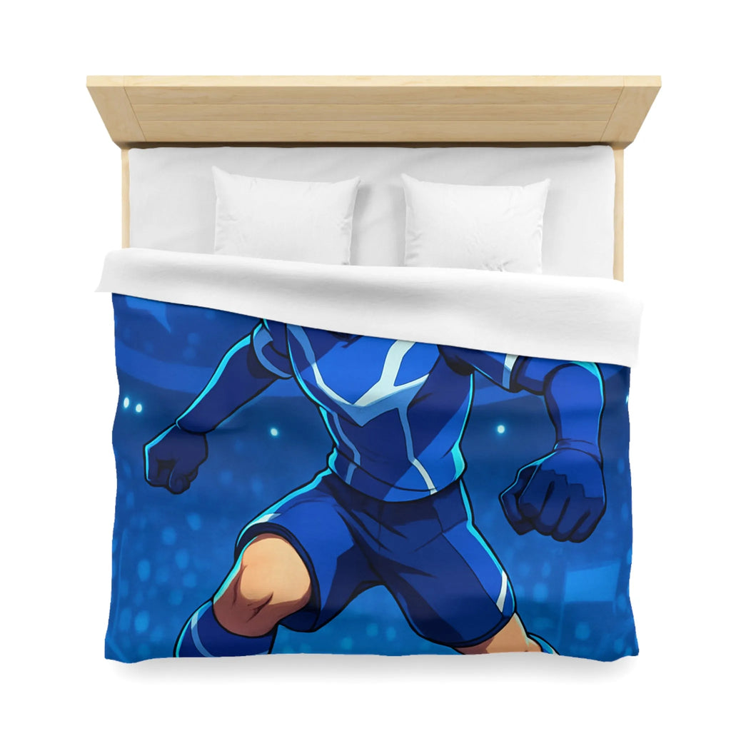 Housse de couette avec joueur de foot animé, style dynamique et lumineux, ambiance sportive