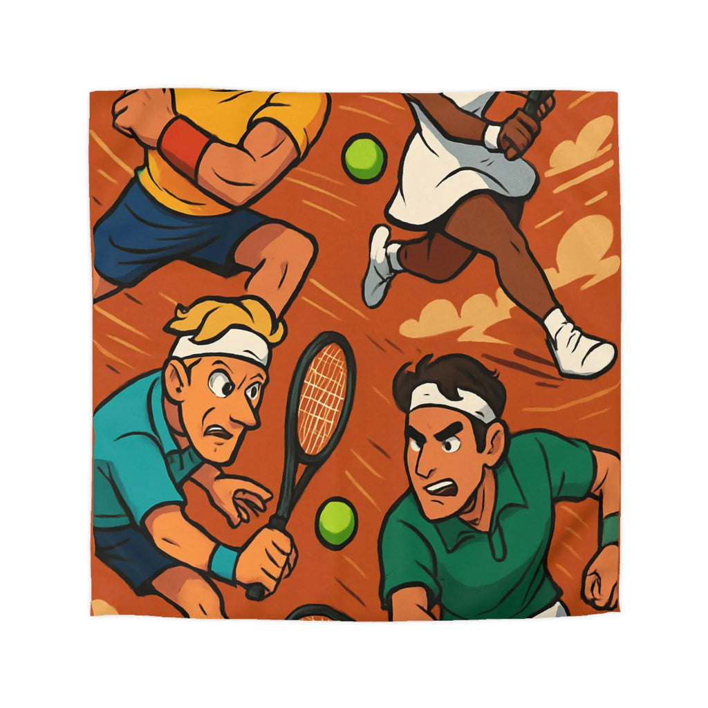 Housse de couette dynamique de tennis avec joueurs animés et fond terre battue