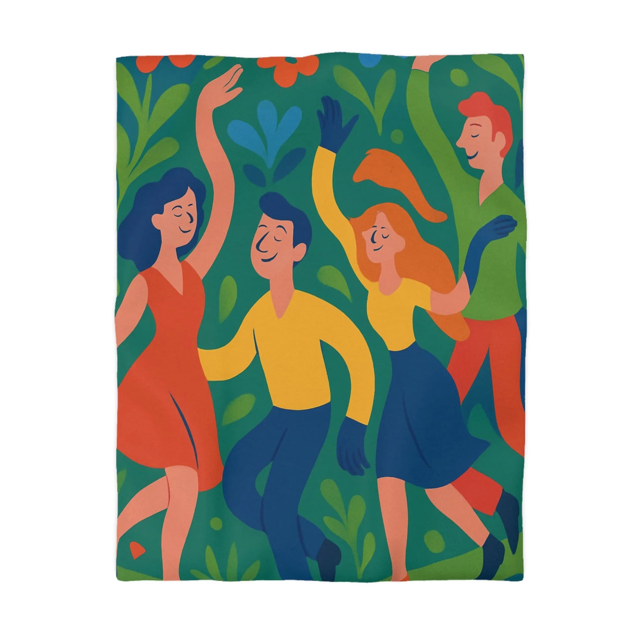 Housse de Couette Colorée Inspirée par la Danse et la Nature avec Fleurs Animées