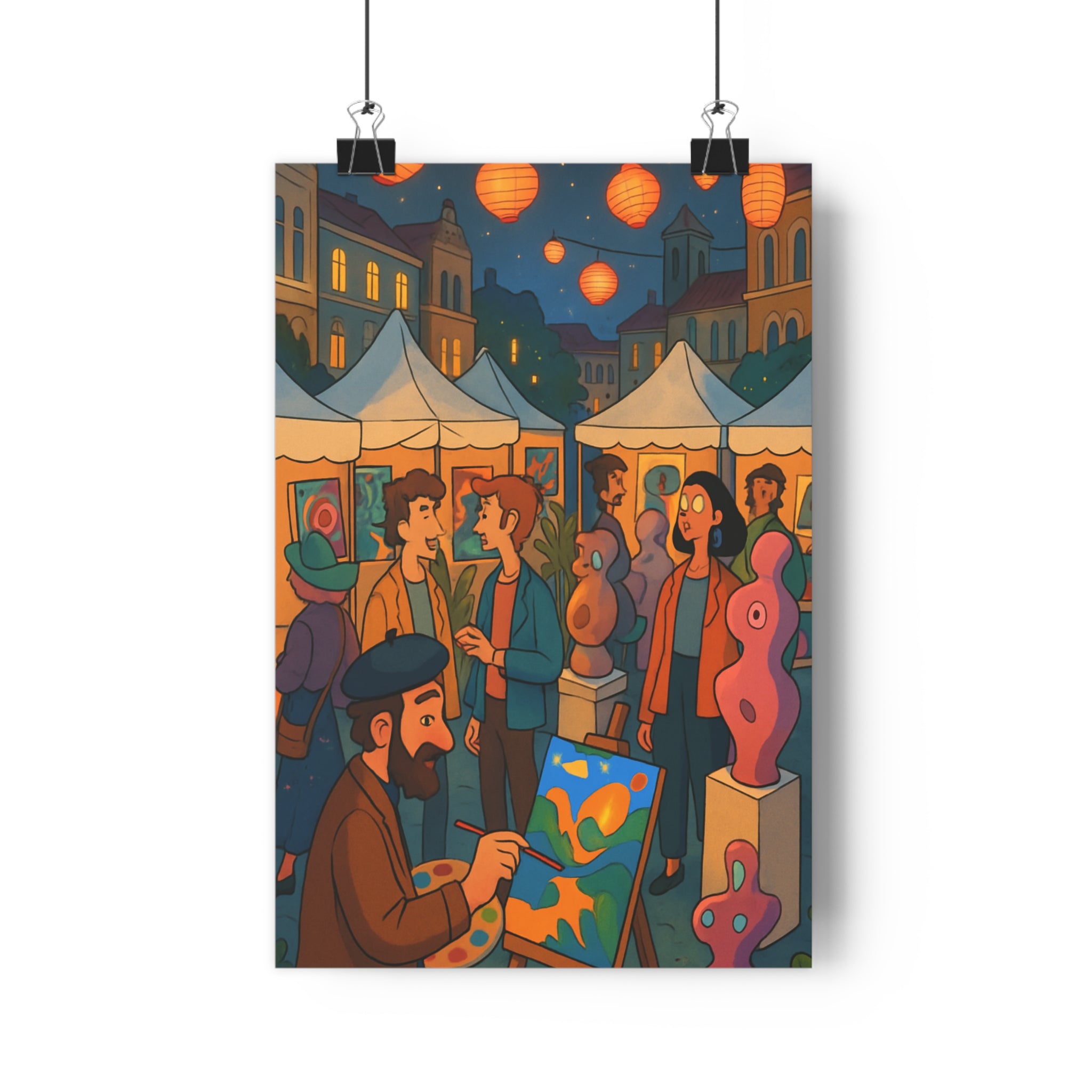 Poster décoratif cartoon bohème coloré joyeux salon chambre bureau artistique ambiance chaleureuse lumineux tendance