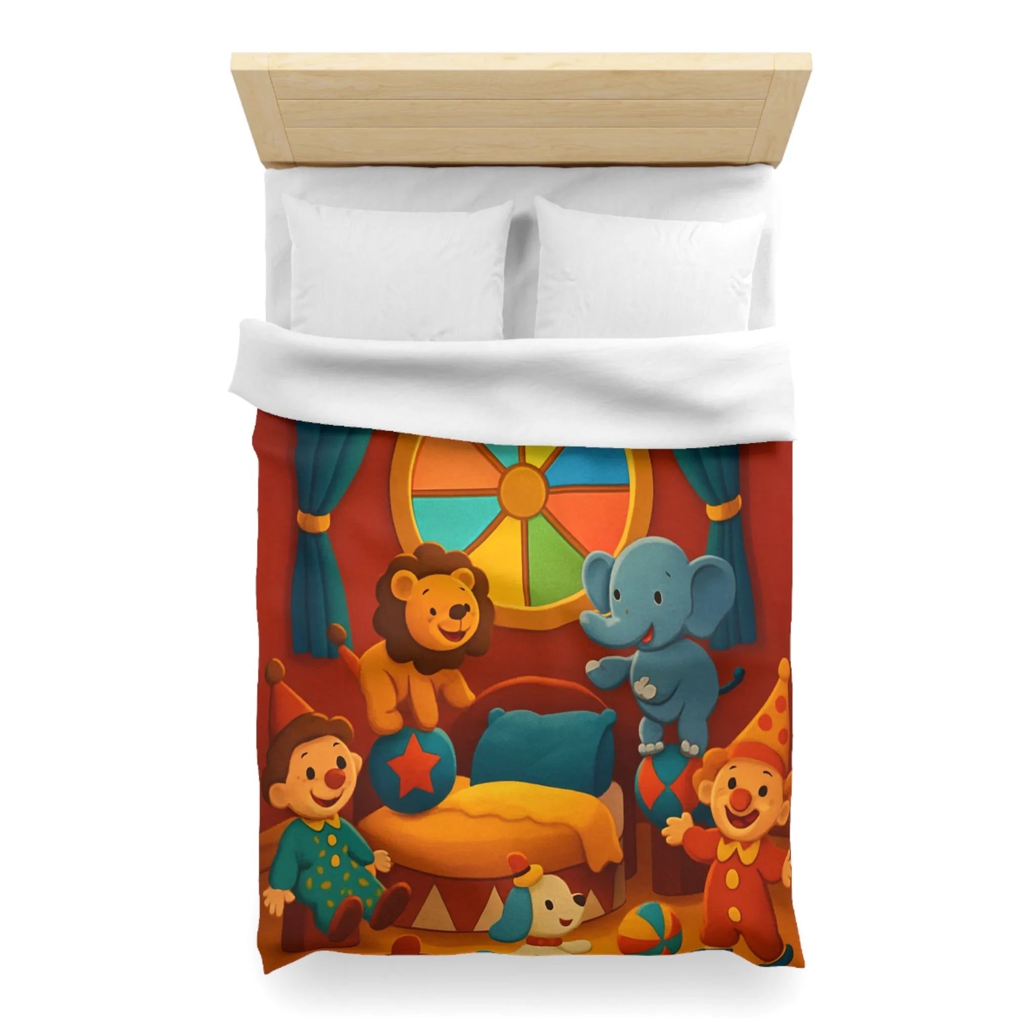 Housse de Couette Cirque Joyeux avec Animaux et Clowns pour Enfants