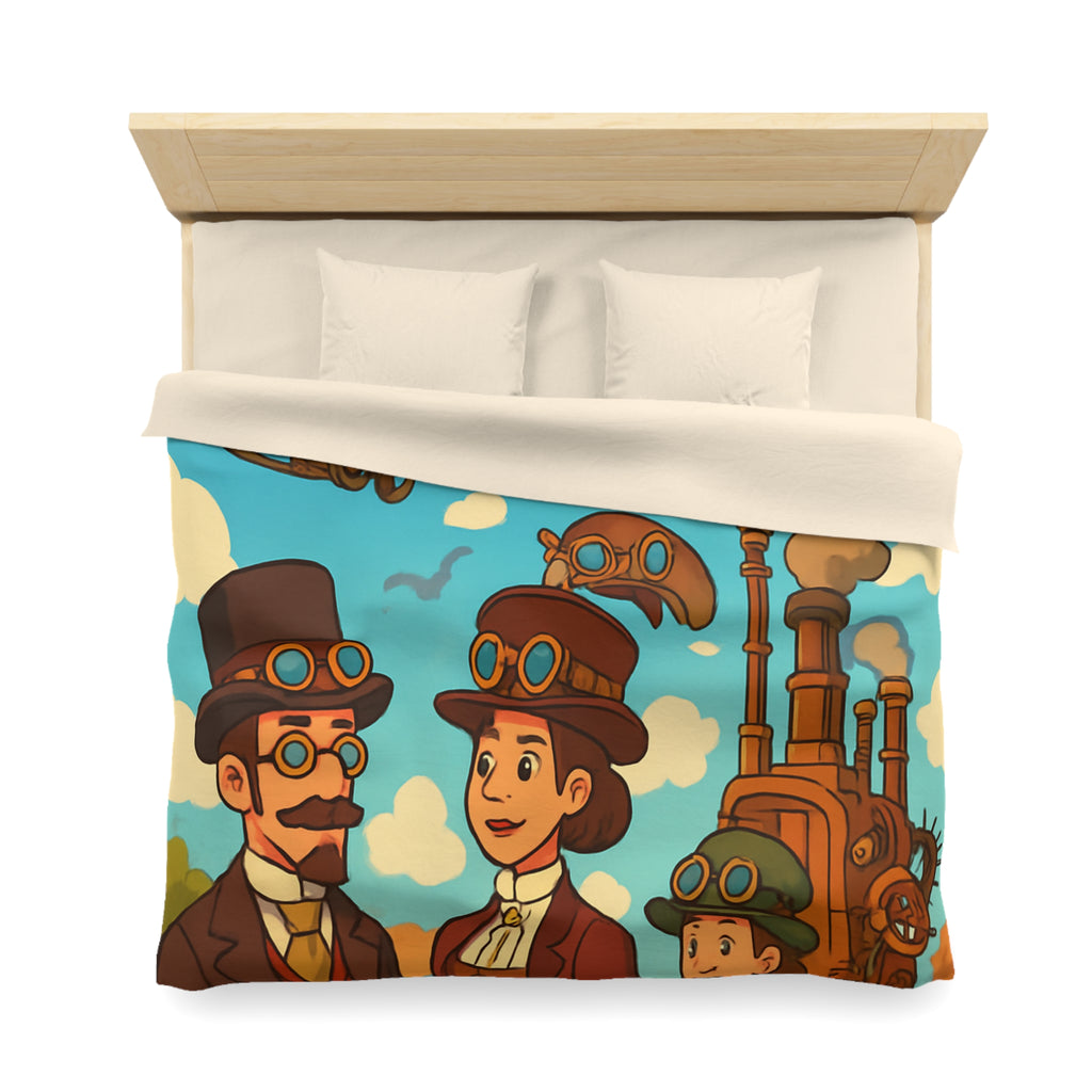 Housse de couette style rétro avec motifs steampunk et engins volants artistiques