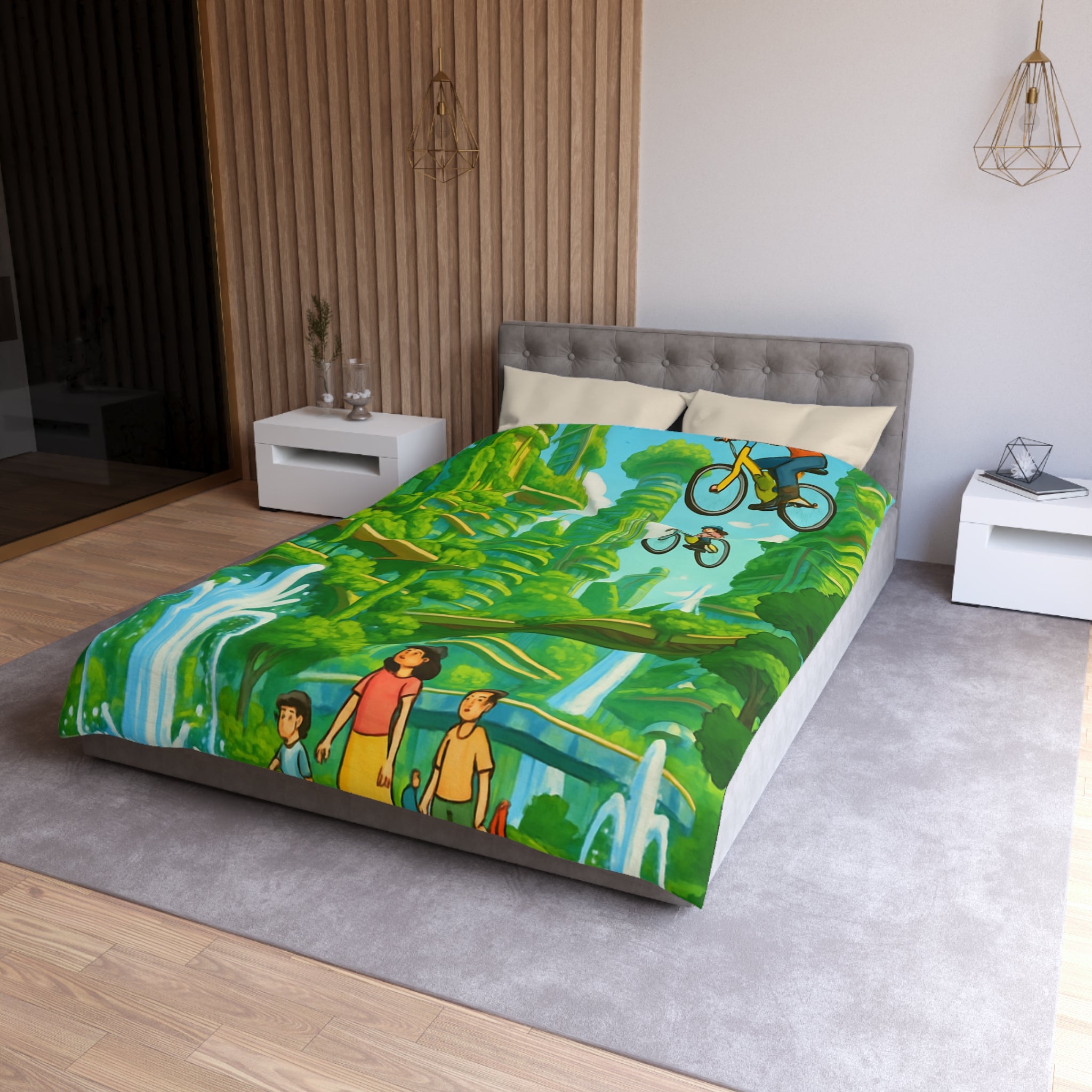 Housse de Couette Microfibre Design Artistique Moderne Décoration Chambre Confort Premium