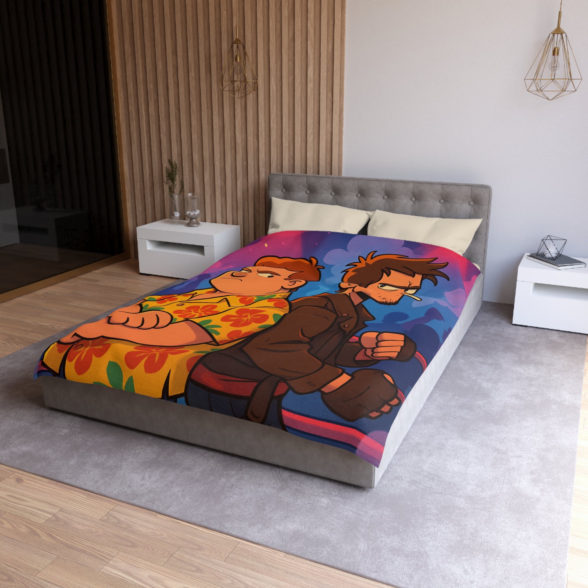 Housse de Couette Microfibre Illustration Unique Design Moderne Décoration Intérieure Raffinée