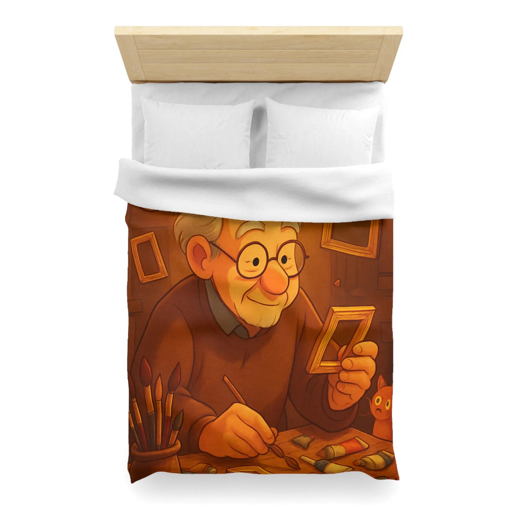 Housse de Couette Illustrée avec Artiste Peignant dans Atelier Enveloppant et Charmant