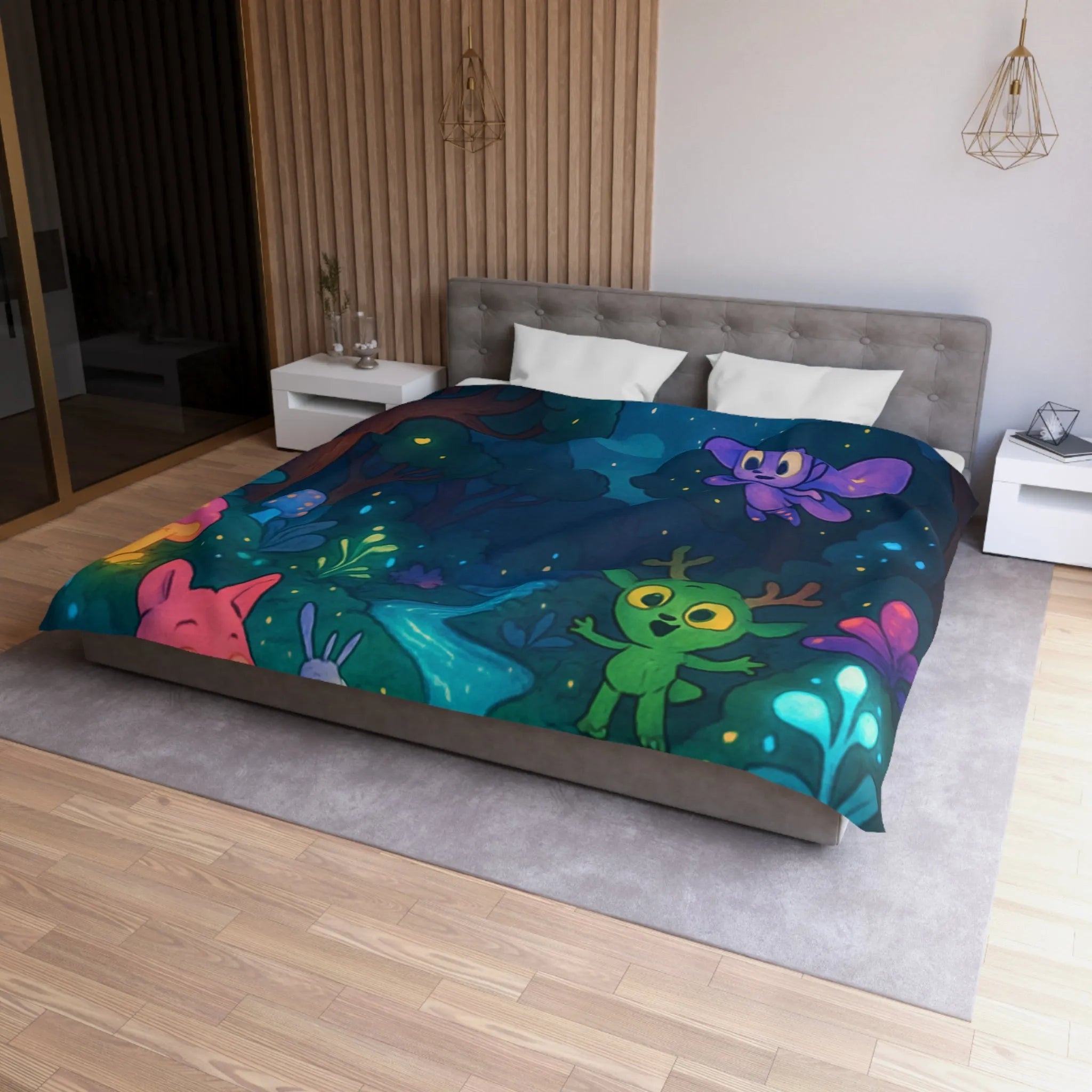 Housse de Couette Microfibre Art Graphique Contemporain Style Décoratif Chambre Tendance