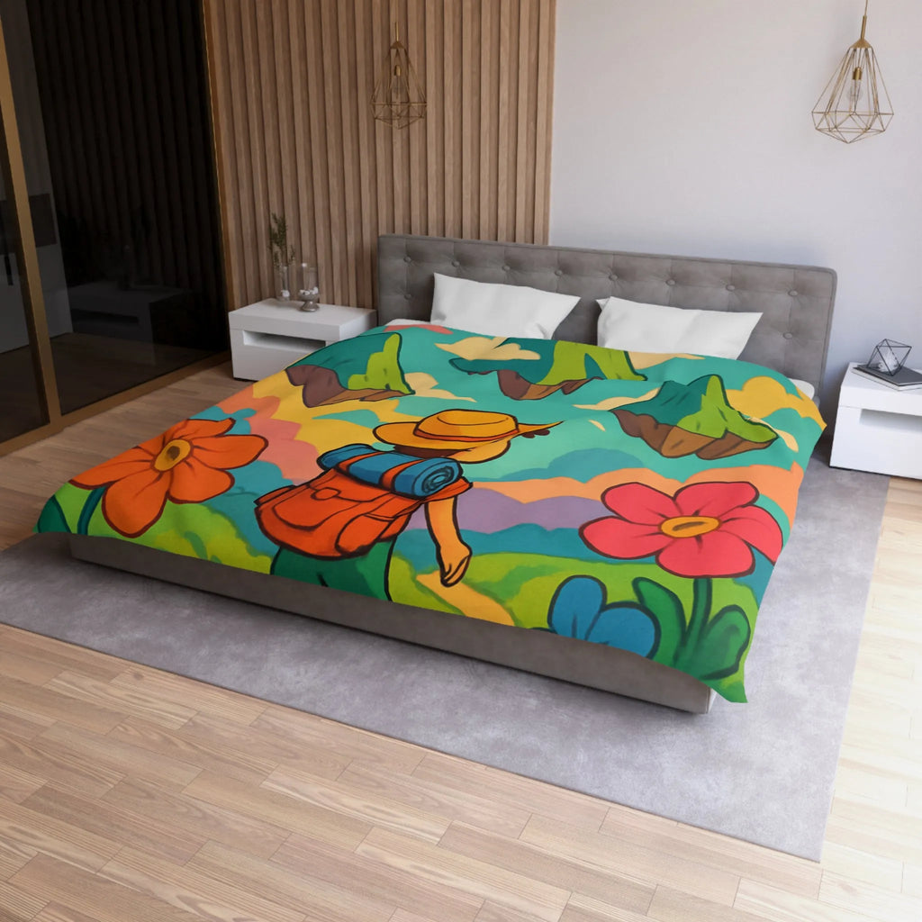 Enchanted Forest Adventure with Cute Clouds: Kid's Dreamland Bedding Set Design