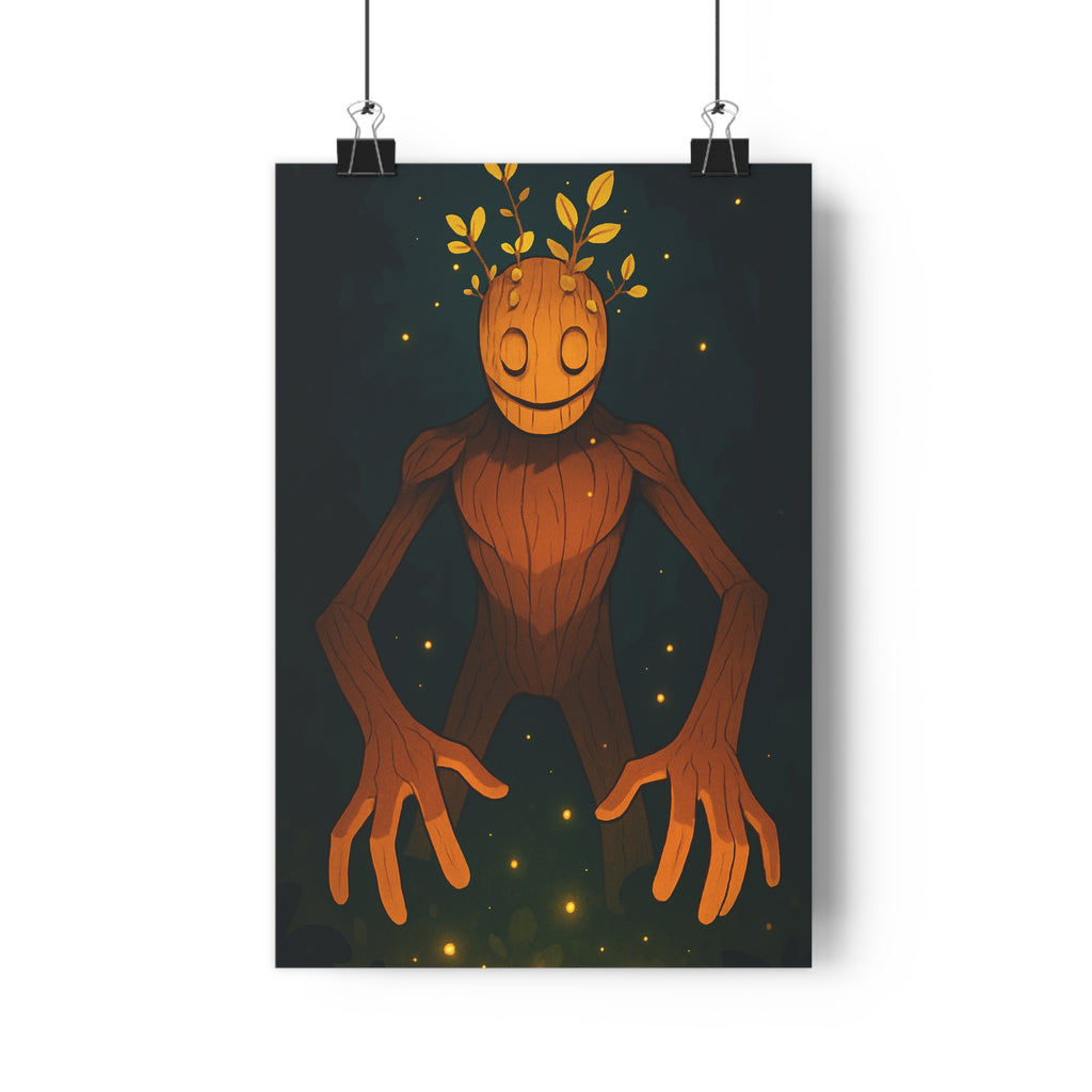 Poster décoratif forestier bois brun jaune salon mystique lumineux enchanté moderne ambiance captivante unique