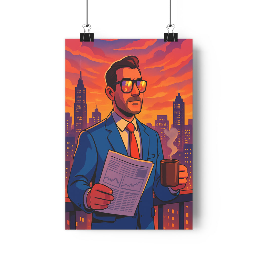 Poster décoratif moderne cartoon orange violet bureau salon dynamique élégant art contemporain mur qualité