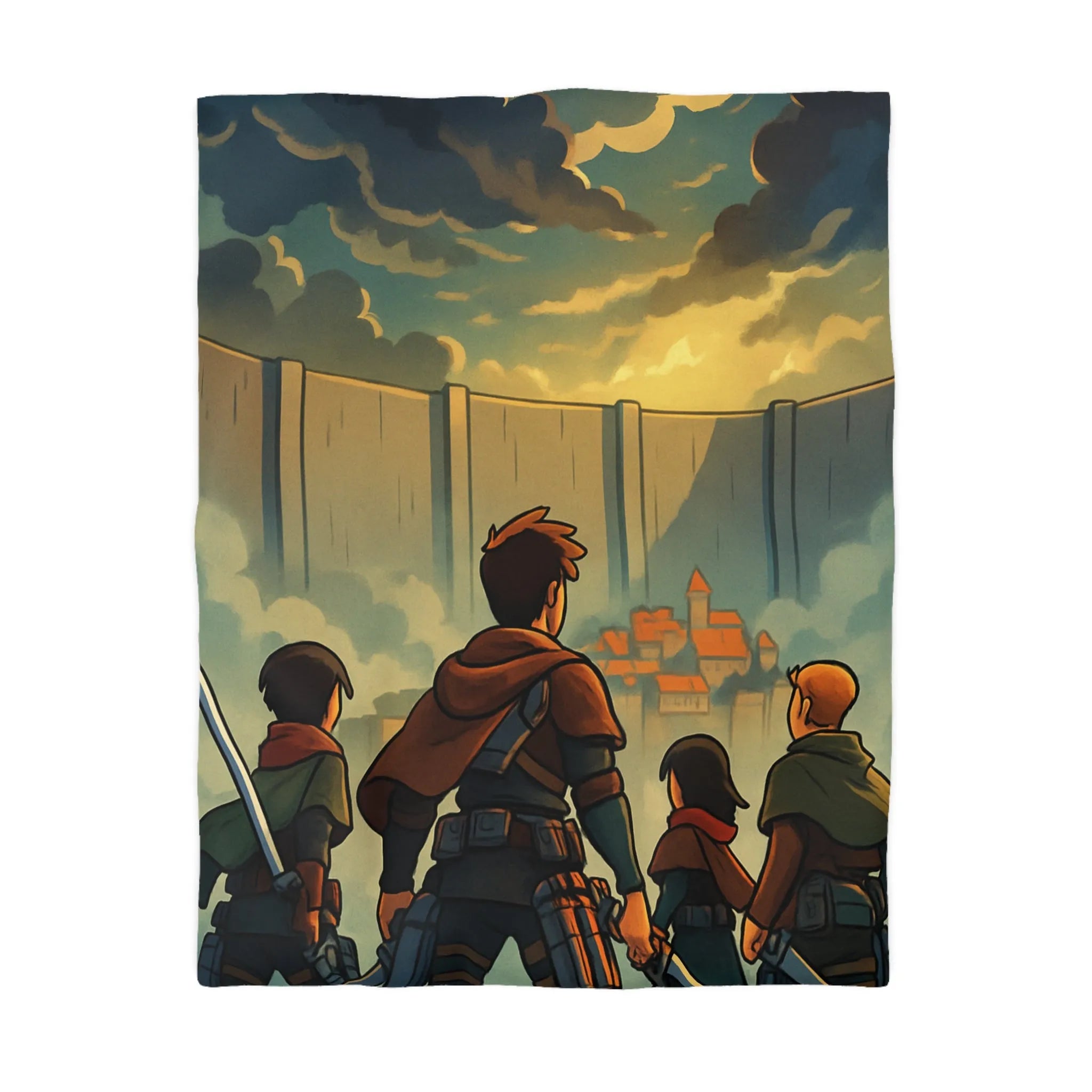 Épique housse de couette anime inspirée harmonie aventure dynamique murs personnages