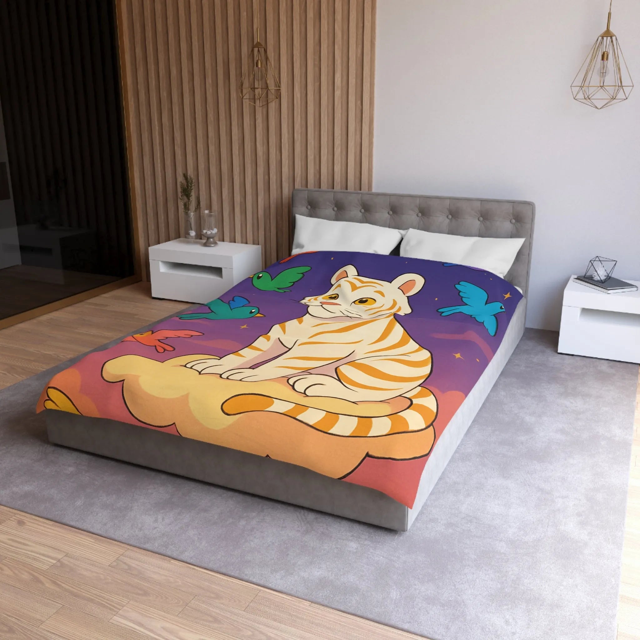 Housse de Couette Microfibre Art Graphique Contemporain Style Décoratif Chambre Tendance