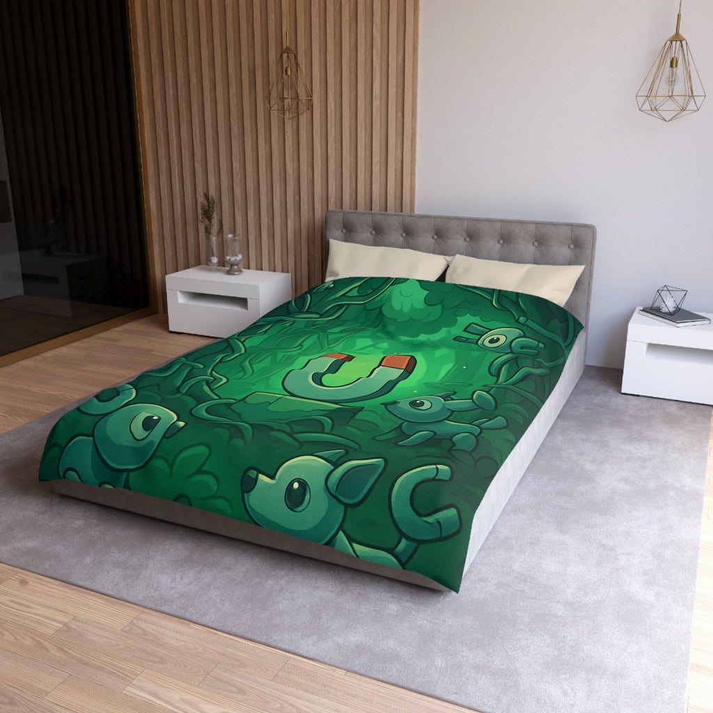 Housse de couette verte forêt magnétique animaux déco pour chambre enfants imaginative