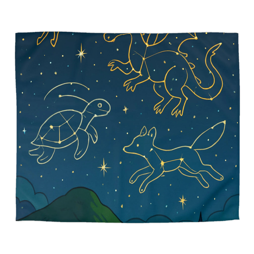 Housse De Couette Avec Constellations Animales Magiques Dans Un Ciel Nocturne Étoilé Enchanteur