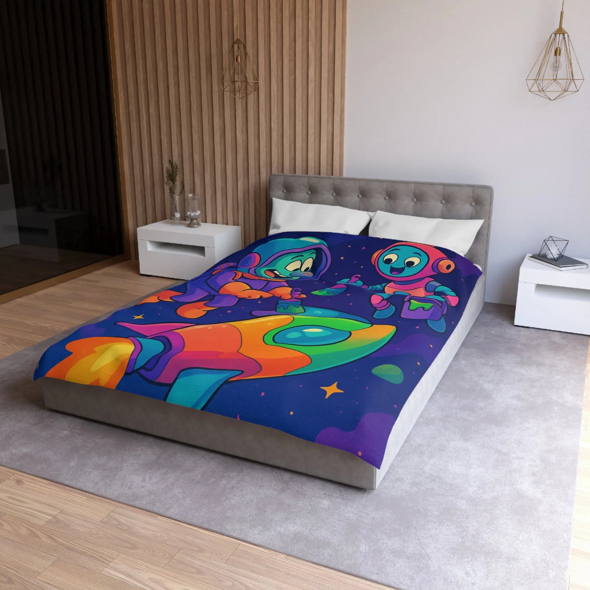 Housse de Couette Microfibre Art Graphique Contemporain Style Décoratif Chambre Tendance
