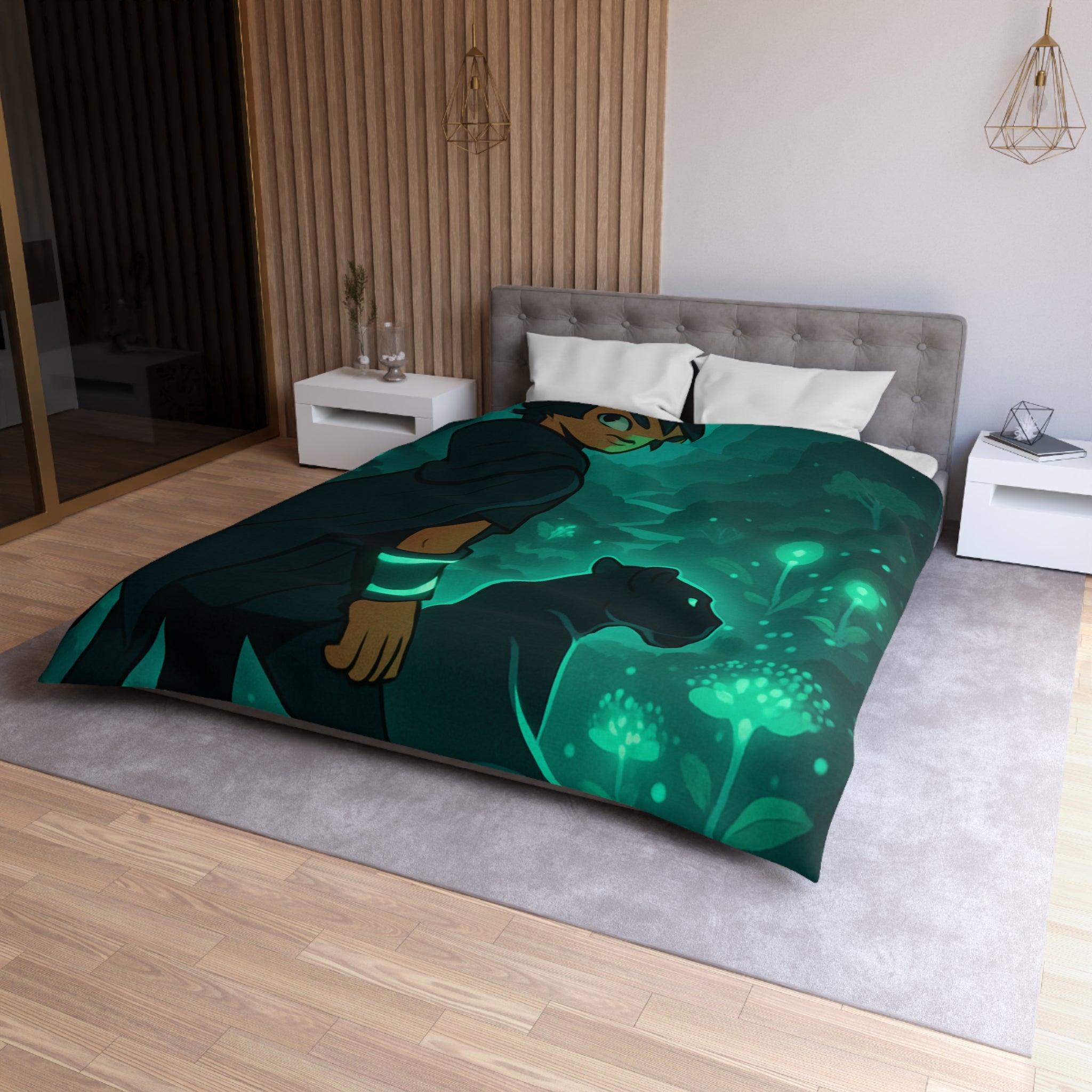 Housse de Couette Microfibre Illustration Unique Design Moderne Décoration Intérieure Raffinée