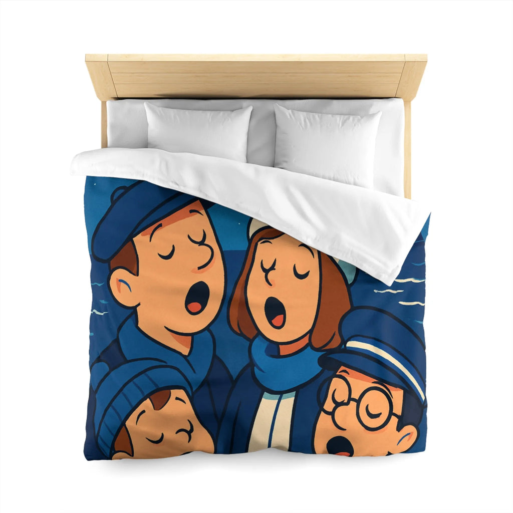 Housse de couette avec illustration nautique vintage de chanteurs sous un ciel étoilé