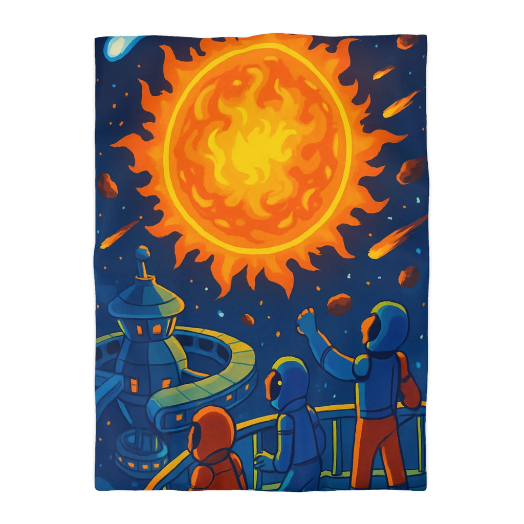 Housse de couette colorée avec scène spatiale vibrante pour chambre moderne et vive