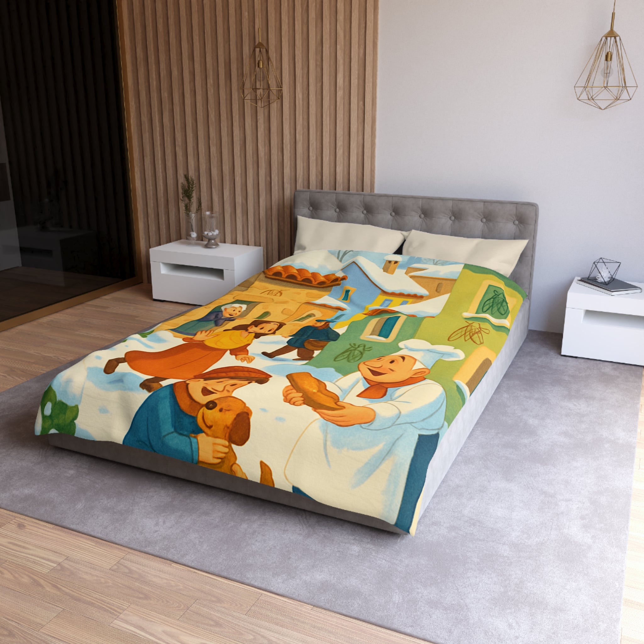 Housse de Couette Microfibre Design Artistique Moderne Décoration Chambre Confort Premium