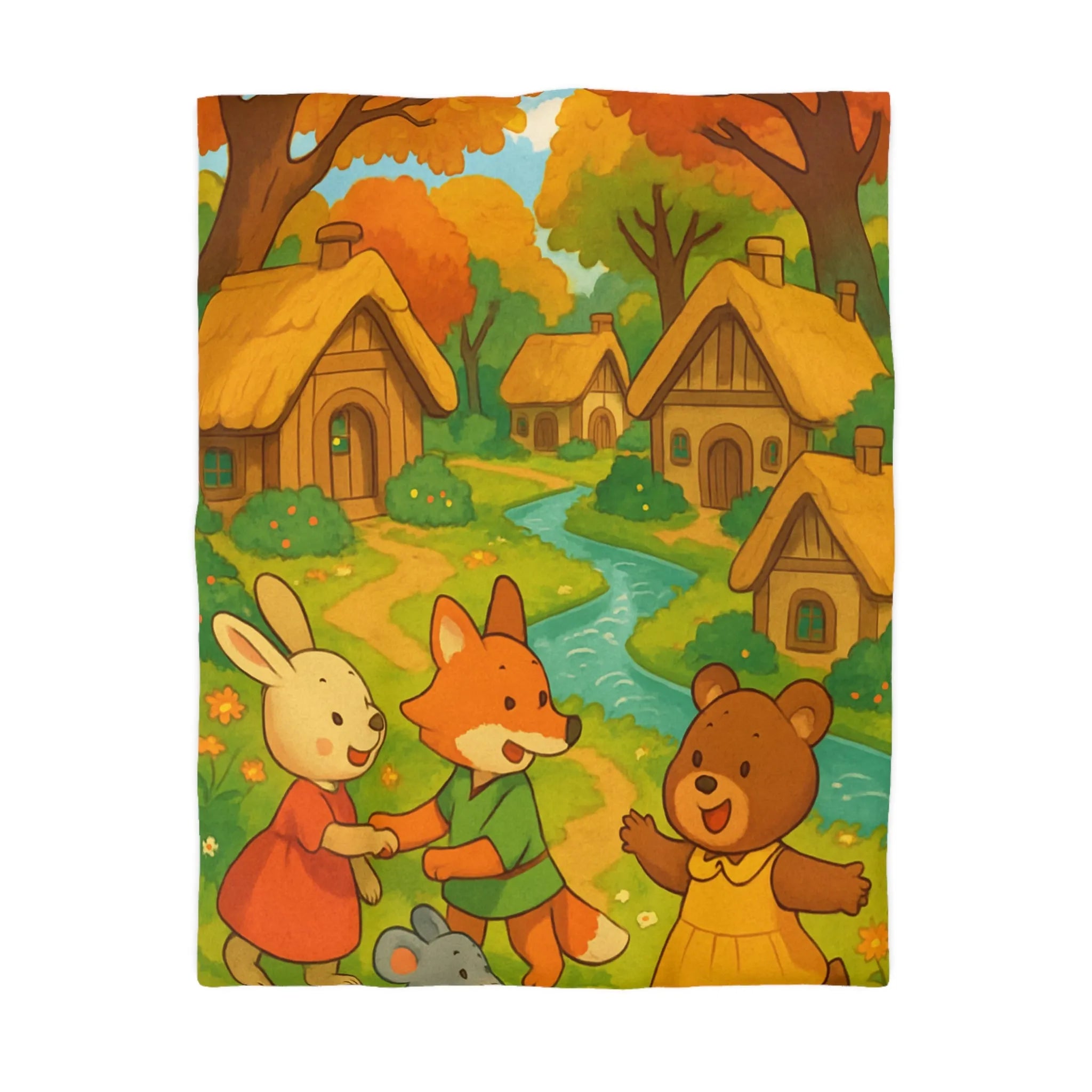 Adorable Illustration Animalière Colorée Idéale pour une Housse de Couette Enfantine et Enchantée