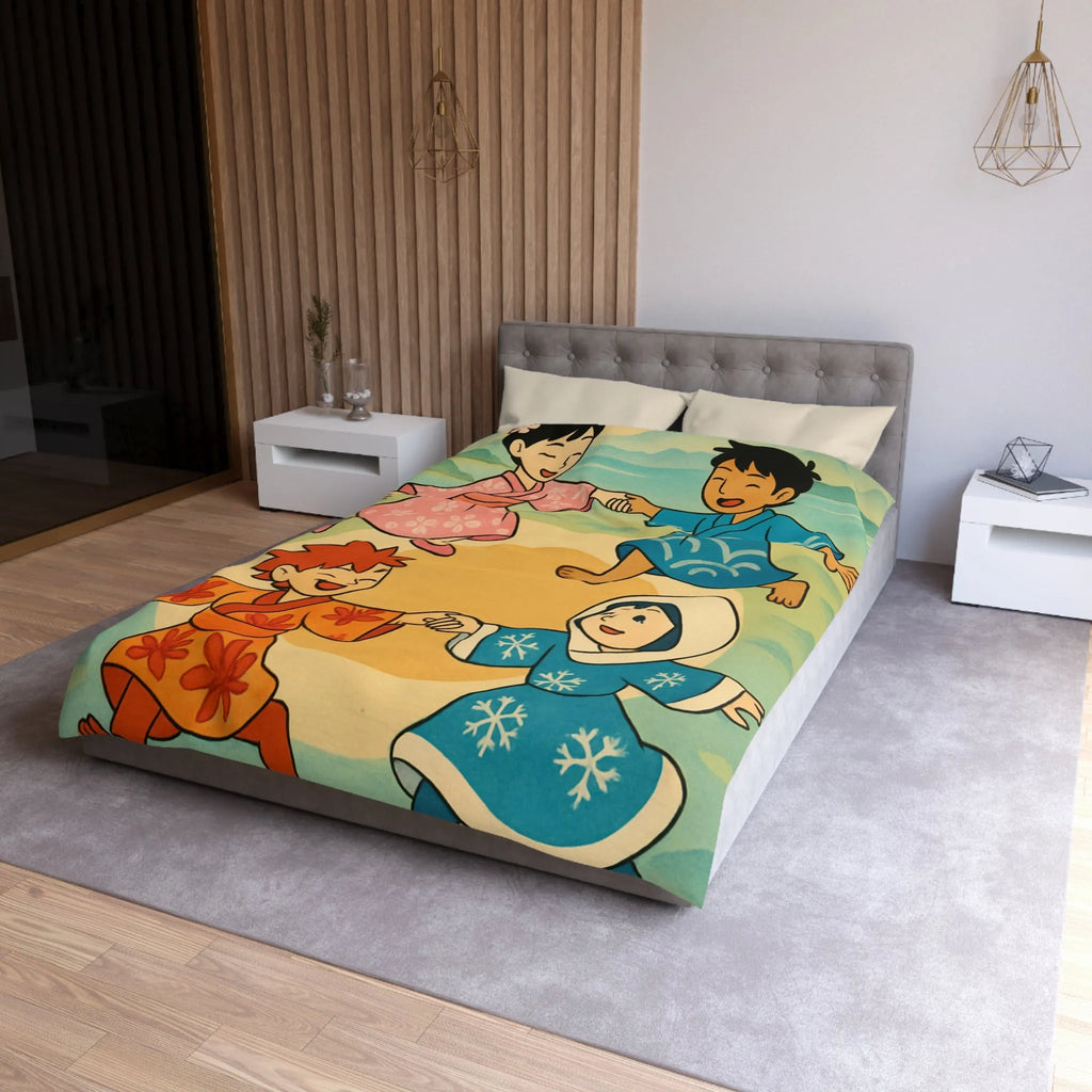 Housse de Couette Microfibre Art Graphique Contemporain Style Décoratif Chambre Tendance