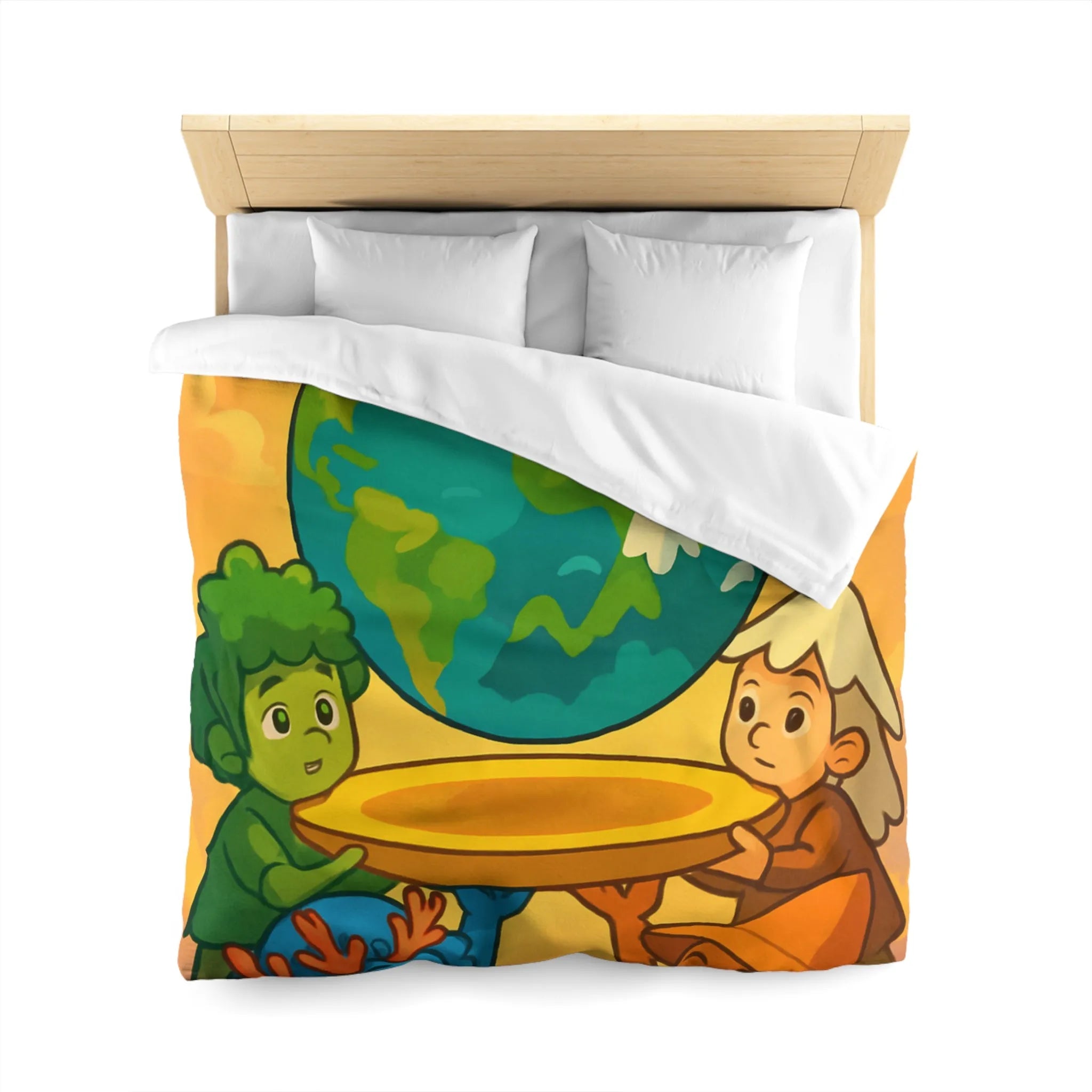 Housse de couette colorée représentant des enfants unis pour soutenir la planète Terre