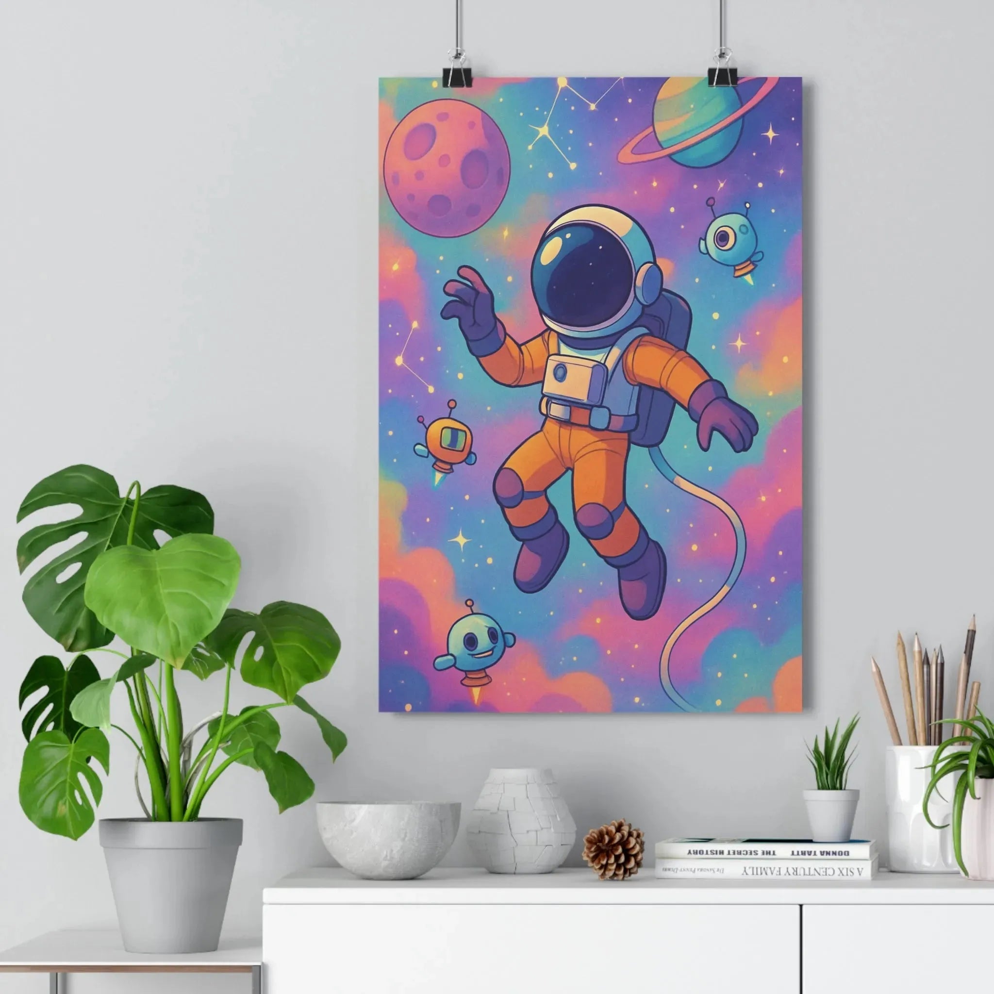 Poster décoratif moderne dessin animé coloré aventure espace rêveur imagination chambre salon unique style