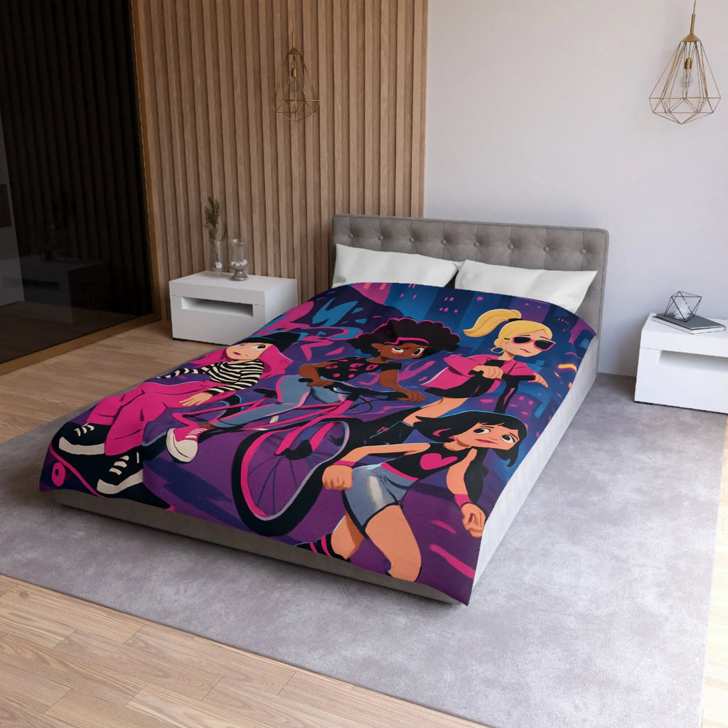 Housse de Couette Microfibre Art Graphique Contemporain Style Décoratif Chambre Tendance