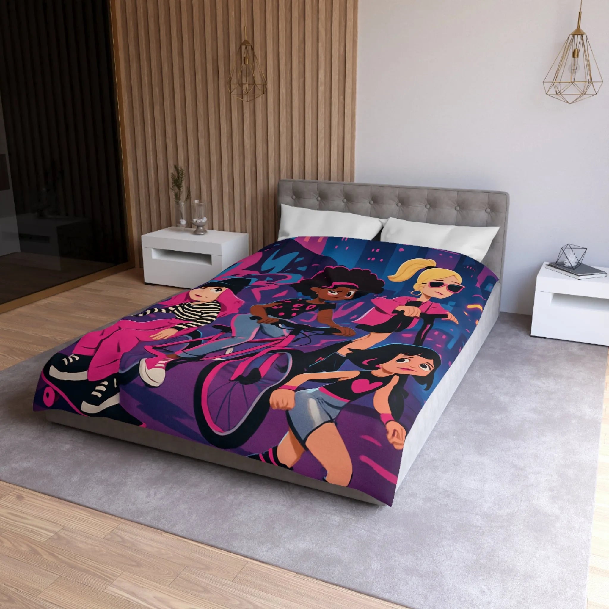 Housse de Couette Microfibre Art Graphique Contemporain Style Décoratif Chambre Tendance