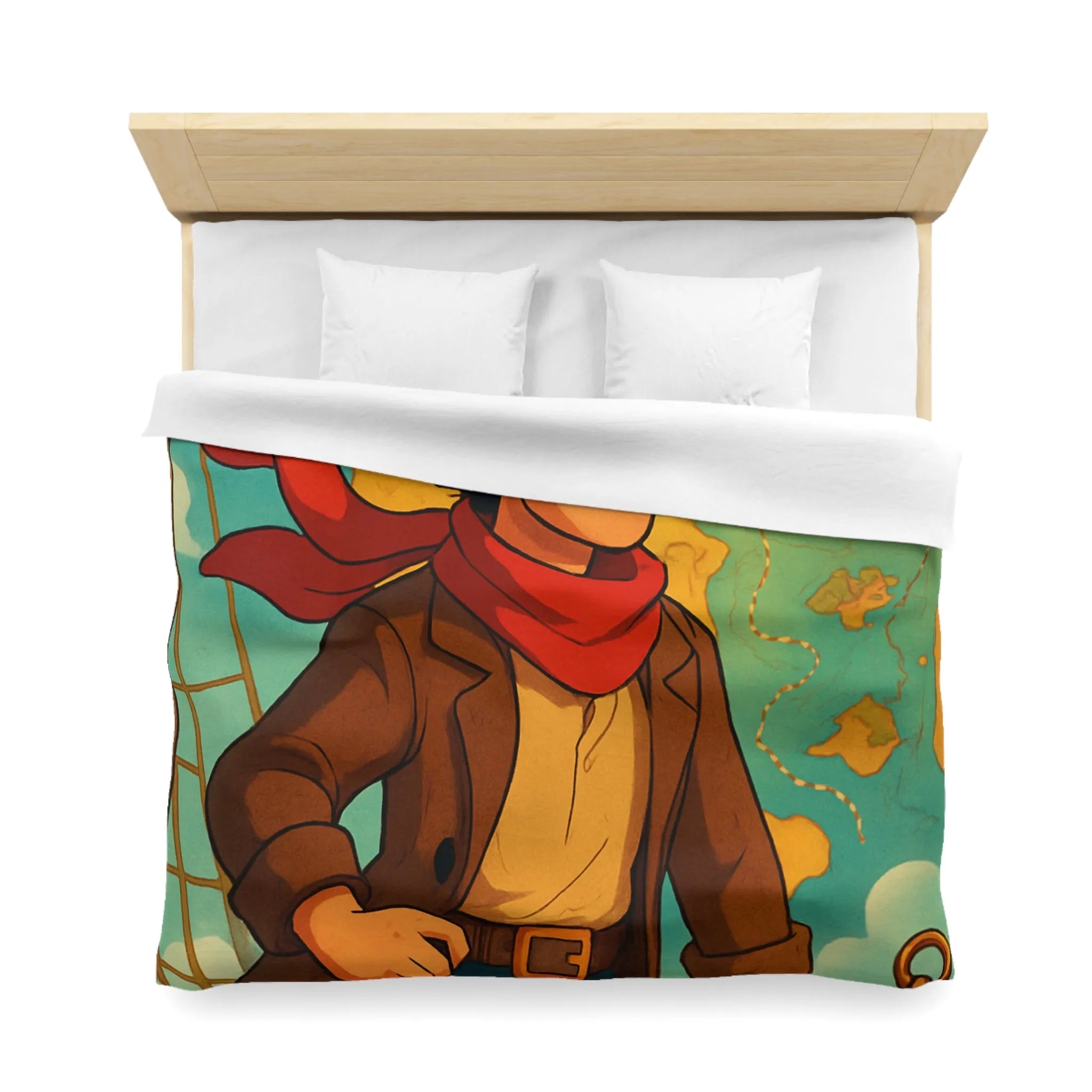 Aventure en Haute Mer avec Explorateur et Carte au Trésor, Housse de Couette Unique