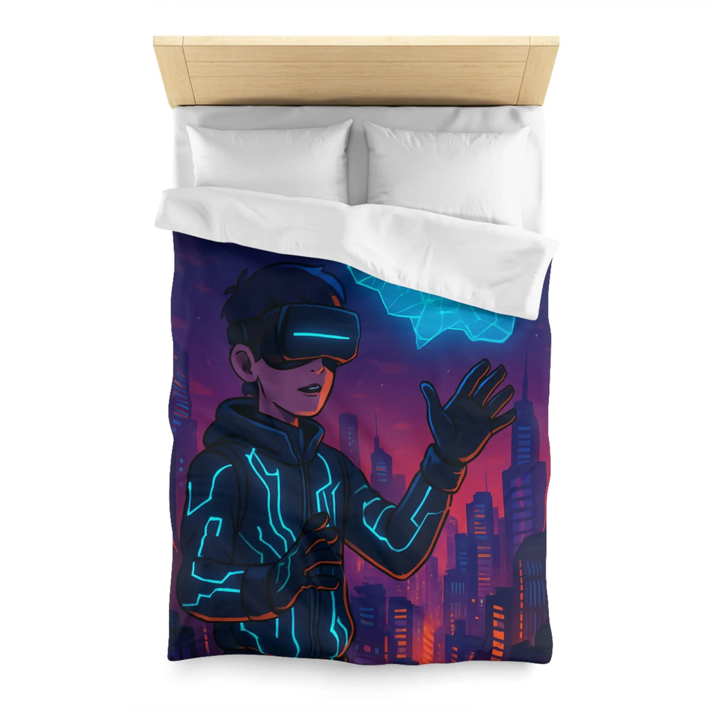 Housse de couette avec illustration futuriste de réalité virtuelle et drone lumineux