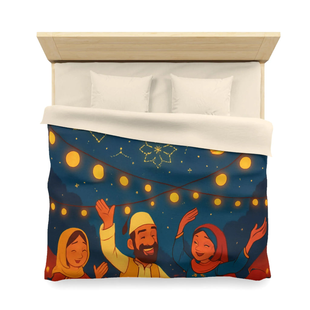 Housse de Couette Avec Scène Festive Nocturne et Lanternes Flottantes Pour Décoration Chambre