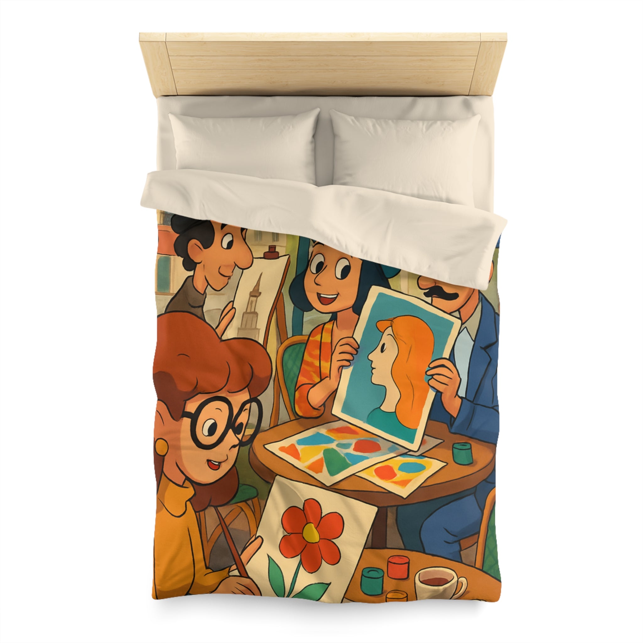 Housse de Couette Microfibre Illustration Unique Design Moderne Décoration Intérieure Raffinée