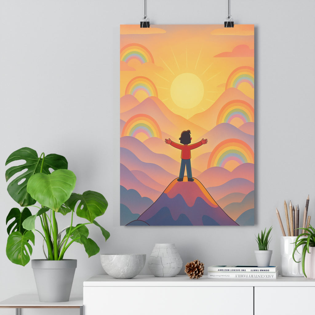 Poster décoratif cartoon joyeux coloré rose violet orange salon chambre bureau intérieur 30x46 qualité