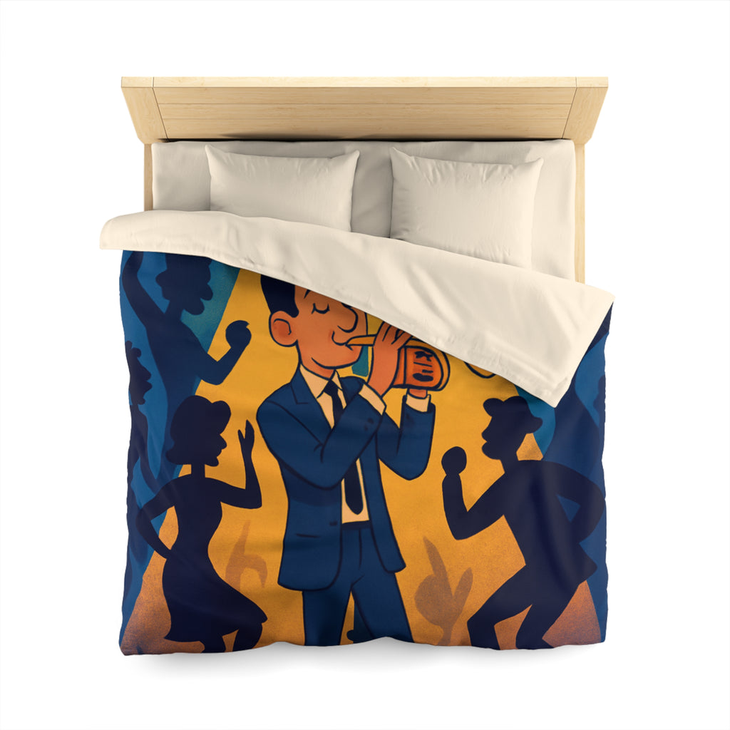 Housse de Couette Moderne avec Musicien Jouant de la Trompette sous Réverbère Nocturne