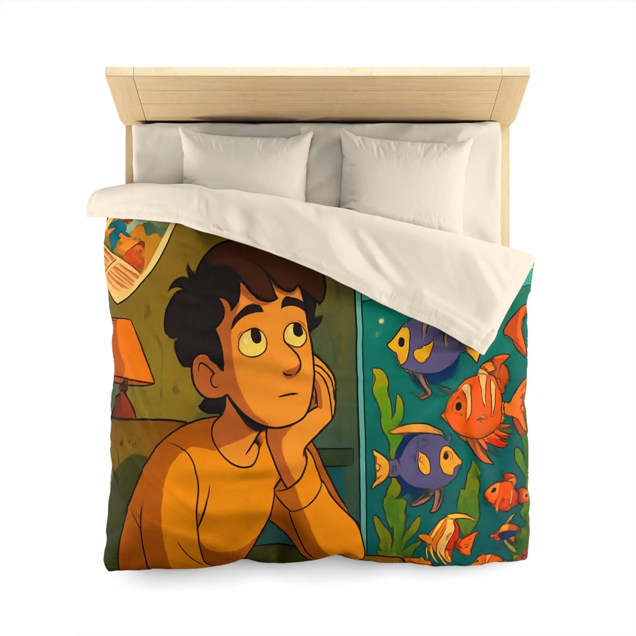 Captivant design coloré d'une chambre rêveuse avec poissons pour adolescents rêveurs