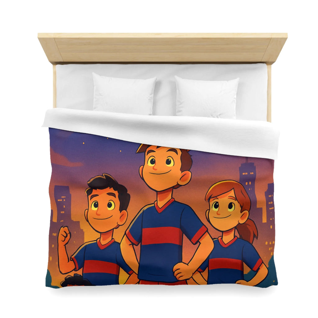 Housse de Couette Enfants avec Équipe de Football et Ballon Étoilé en Soirée