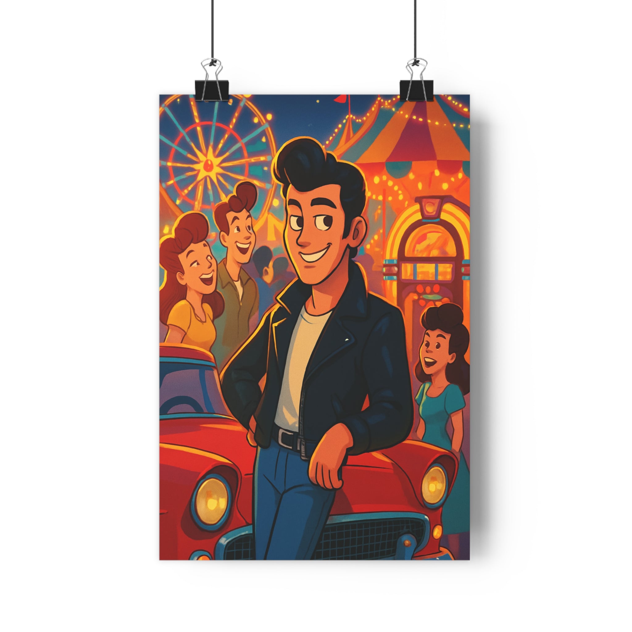 Poster décoratif rétro couleurs vives cartoon nostalgique joyeux chambre salon vintage ambiance dessin animé