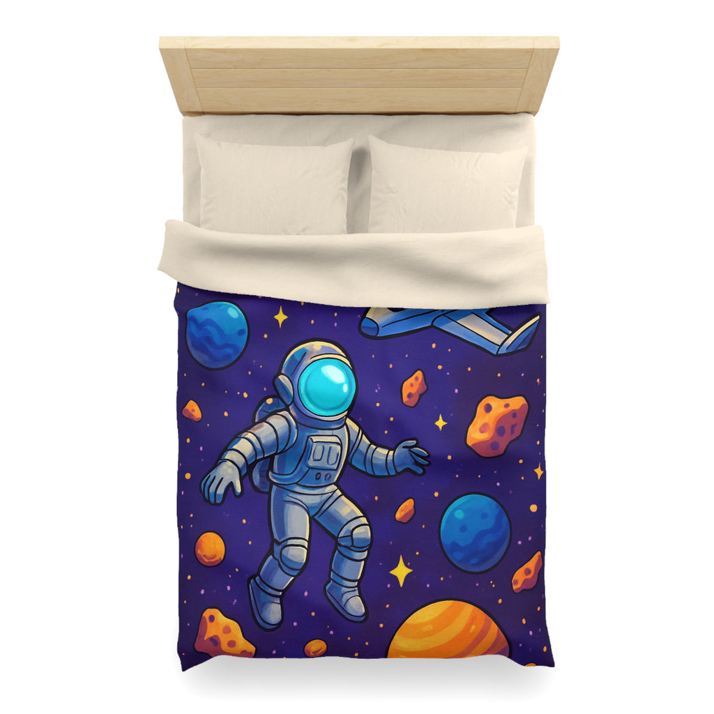 Housse de couette spatiale avec astronaute et planètes colorées pour enfants et adultes