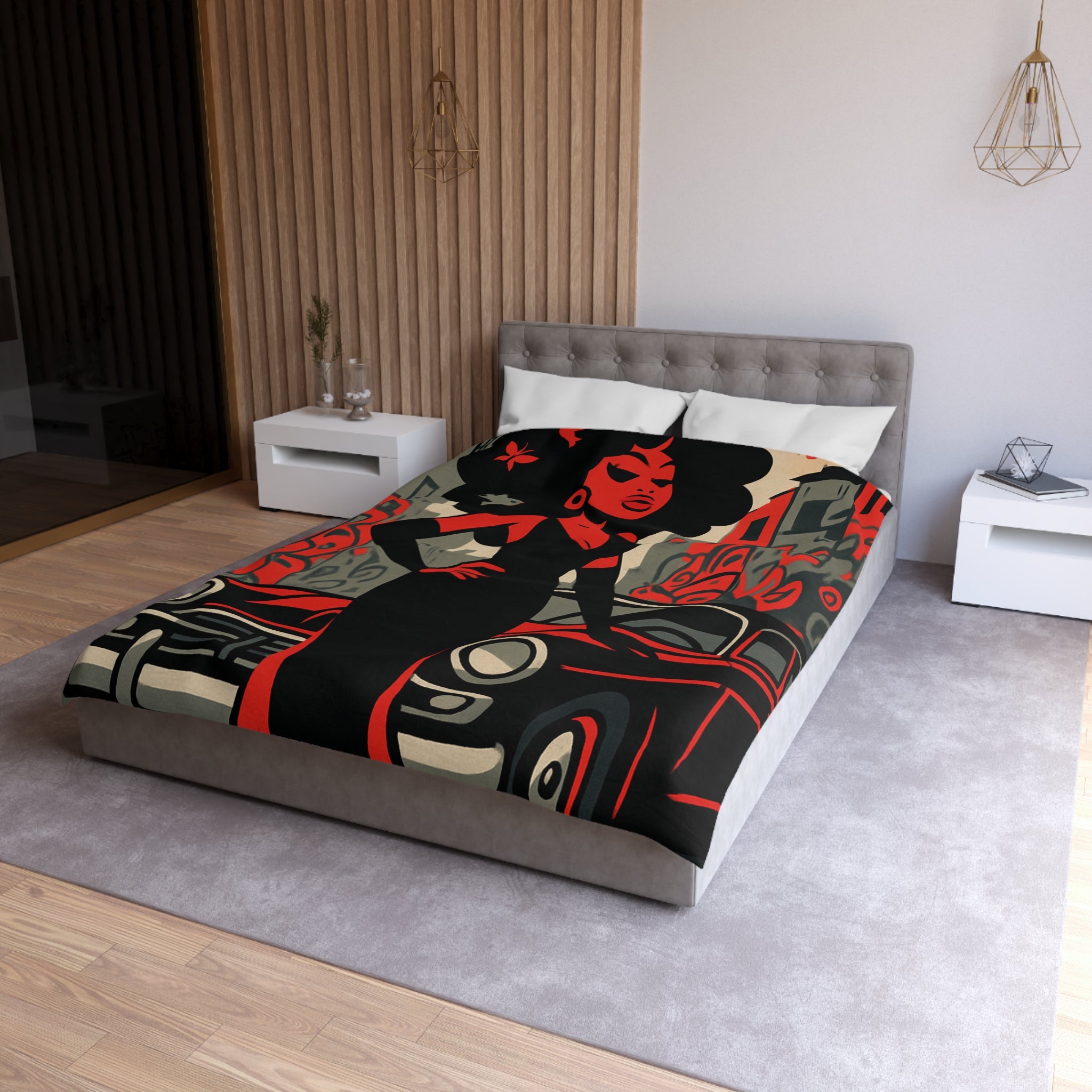 Housse de Couette Microfibre Design Artistique Moderne Décoration Chambre Confort Premium