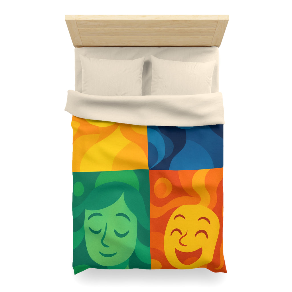 Housse de Couette Microfibre Motif Créatif Original Style Contemporain Chambre Élégante