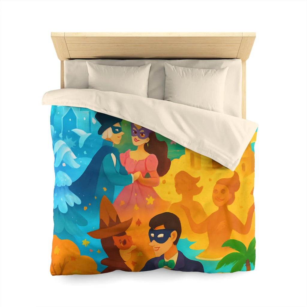 Housse de couette féerique avec papillons, fleurs et châteaux pour chambre colorée