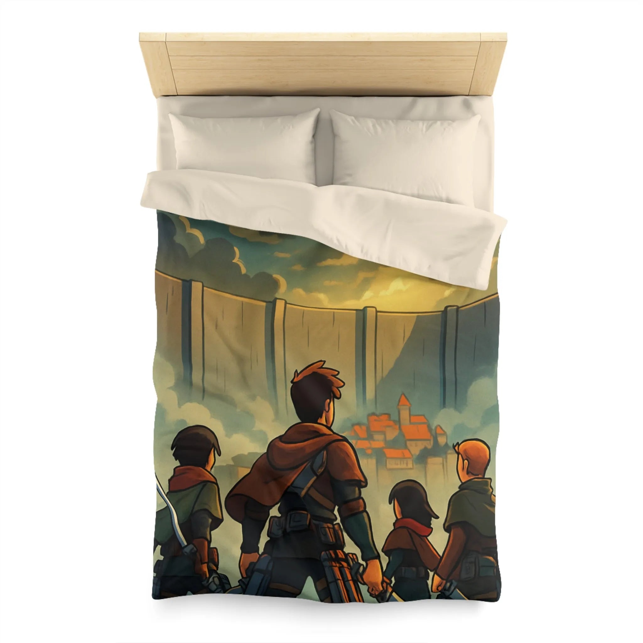 Épique housse de couette anime inspirée harmonie aventure dynamique murs personnages