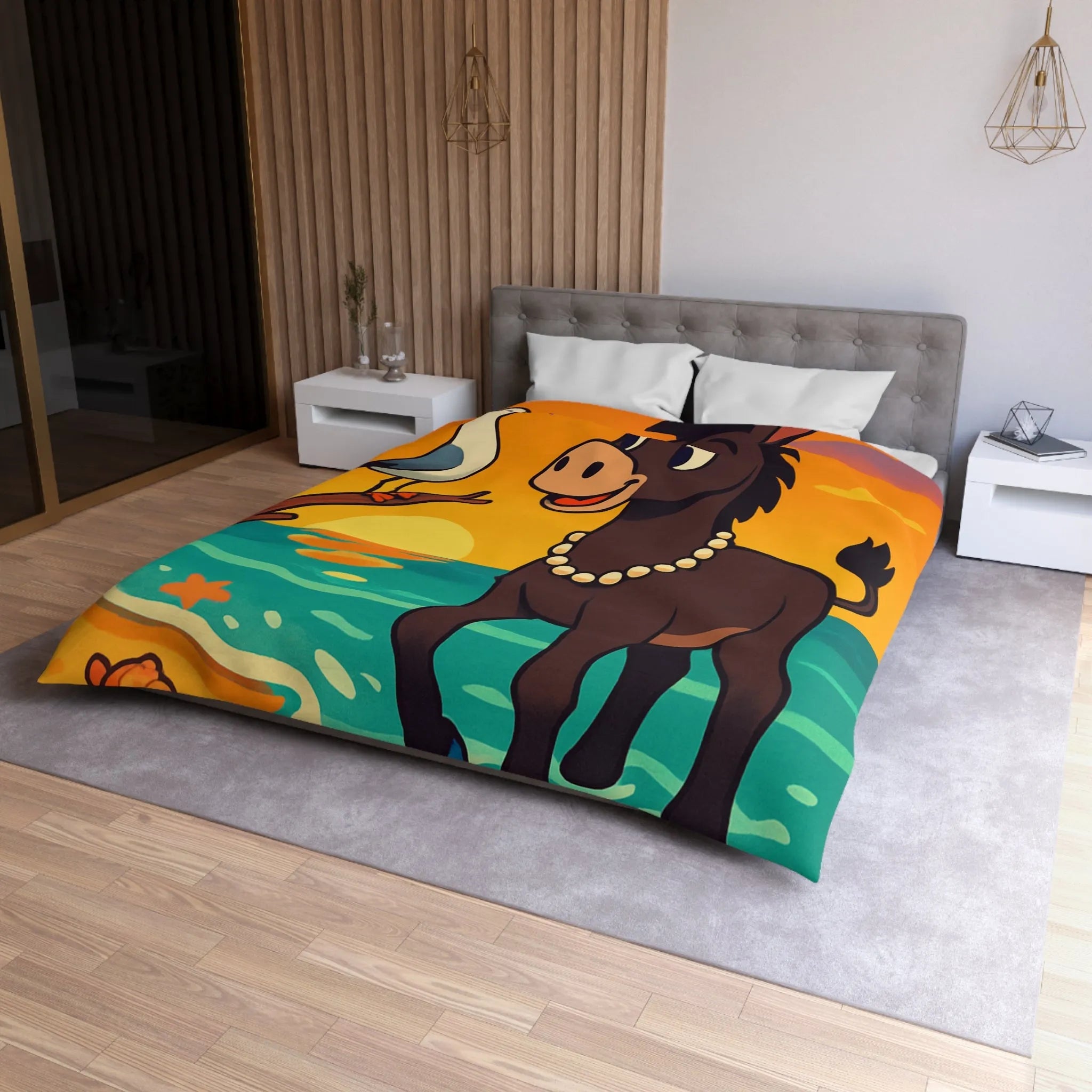 Housse de Couette Microfibre Art Graphique Contemporain Style Décoratif Chambre Tendance