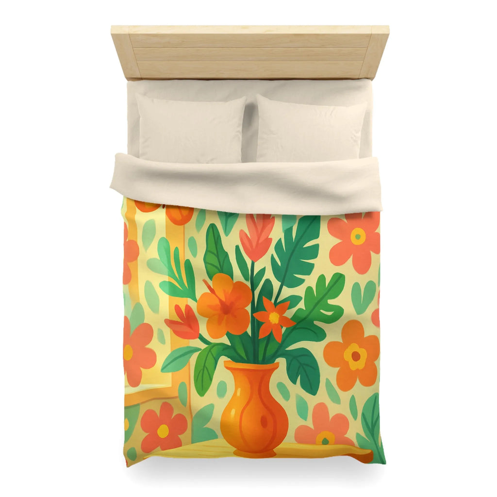 Housse de couette colorée avec fleurs tropicales et papillons pour chambre lumineuse