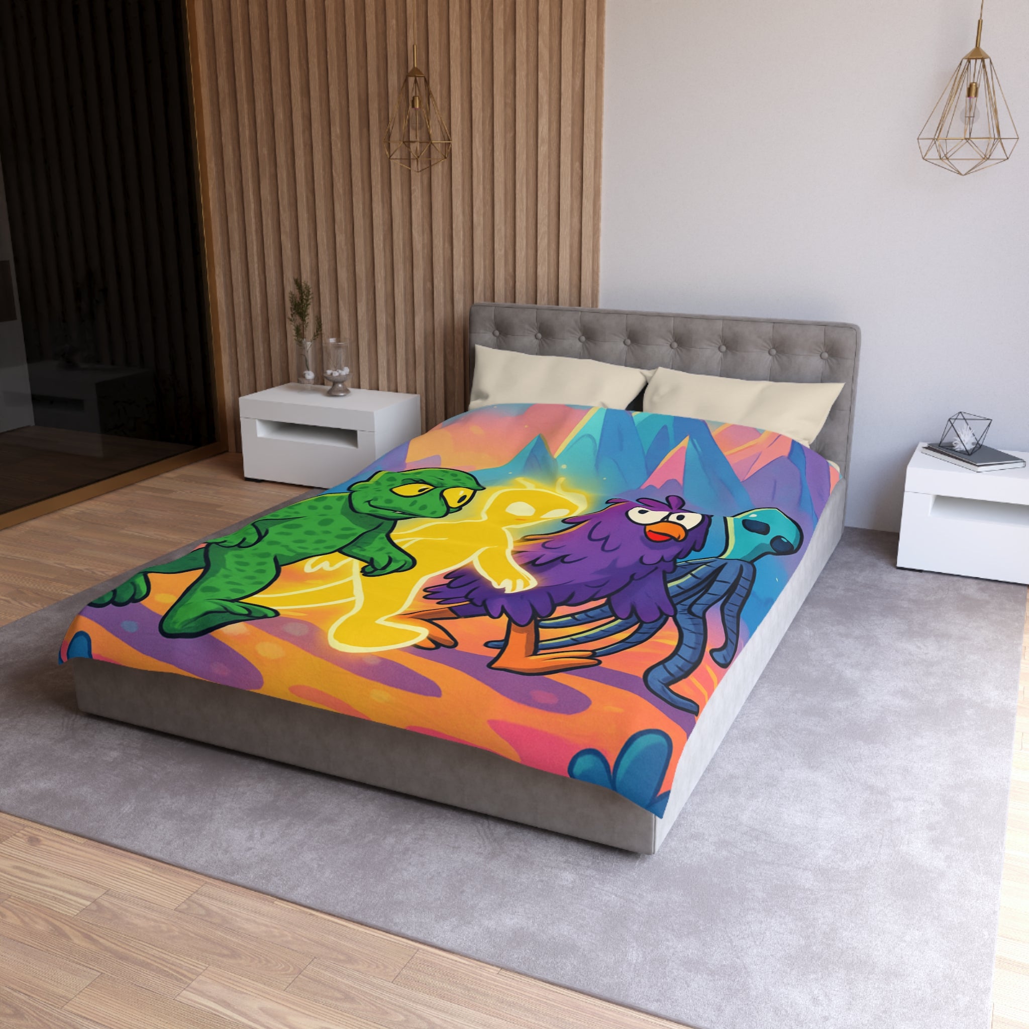 Housse de Couette Microfibre Design Artistique Moderne Décoration Chambre Confort Premium