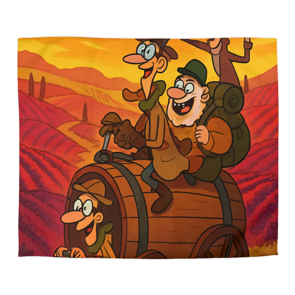 Housse de Couette Aventure Comique en Paysage Champêtre avec Véhicule Original Illustré