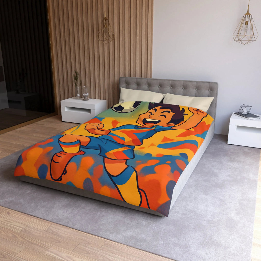 Housse de Couette Dynamique Enfant Football Motif Coloré Supporters Joie Match Gagnant
